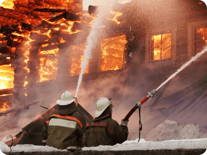Firemen extinguishing a fire